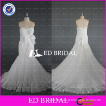 2017 ED Bridal Custom Made Strapless Mermaid Beaded Lace Appliqued Tulle Vestido de casamento sexy com faixa floral